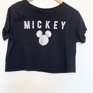 DISNEY Mickey Mouse Black Silver Crop